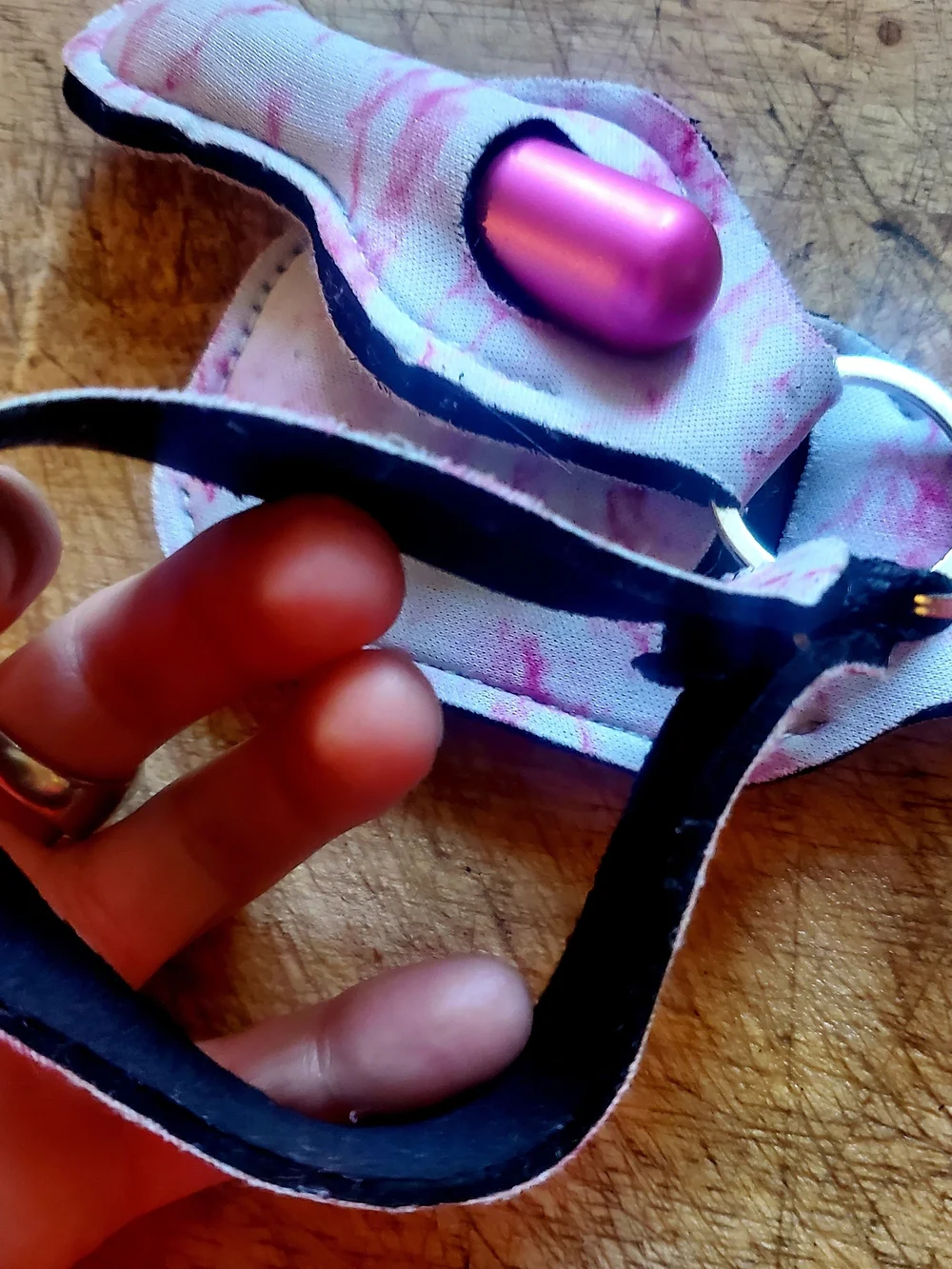 Womens Pink Marble Neoprene Keychain Accessory Holder